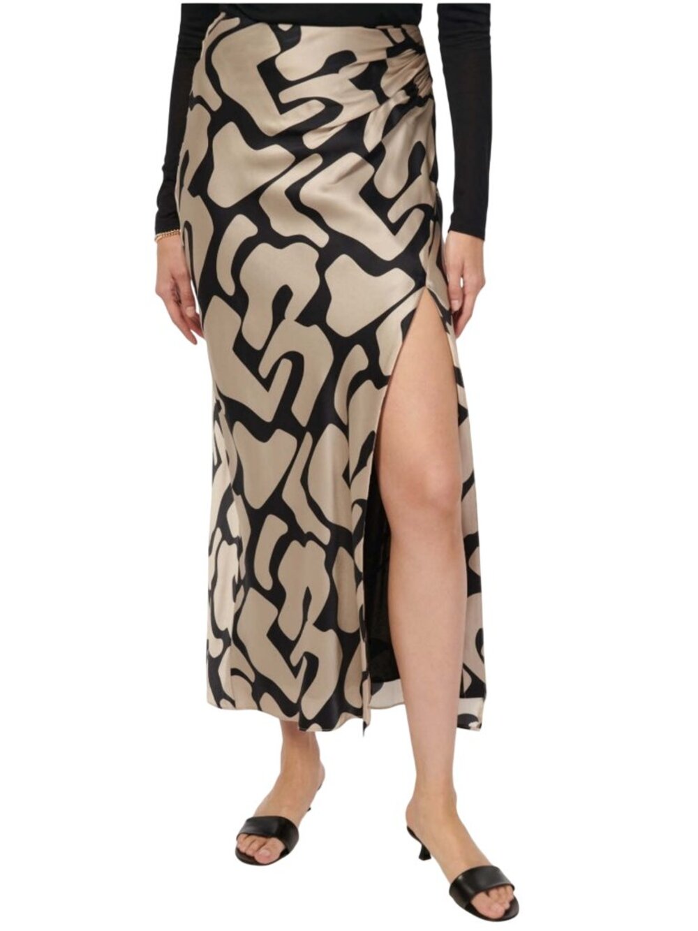 NWT Cami NYC Sarai Silk Charmeuse Maxi Skirt size 0 XS abstract print slit